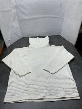New York Style Women’s White Ribbed Cowl Neck Sweatshirt Sz. M NWOT, 4491